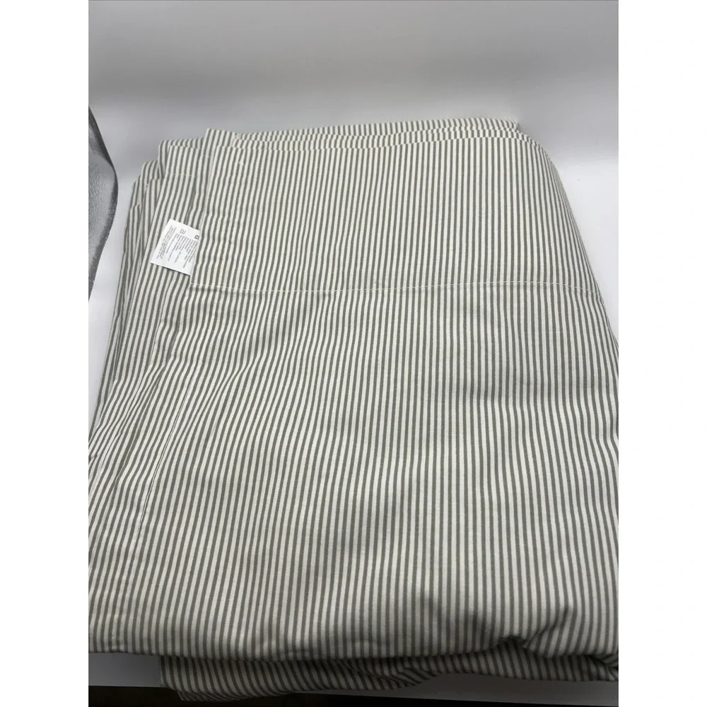 Martha Stewart Everyday Full Flat Sheet, Green Strip, 250 Thread count X2 1 NWT